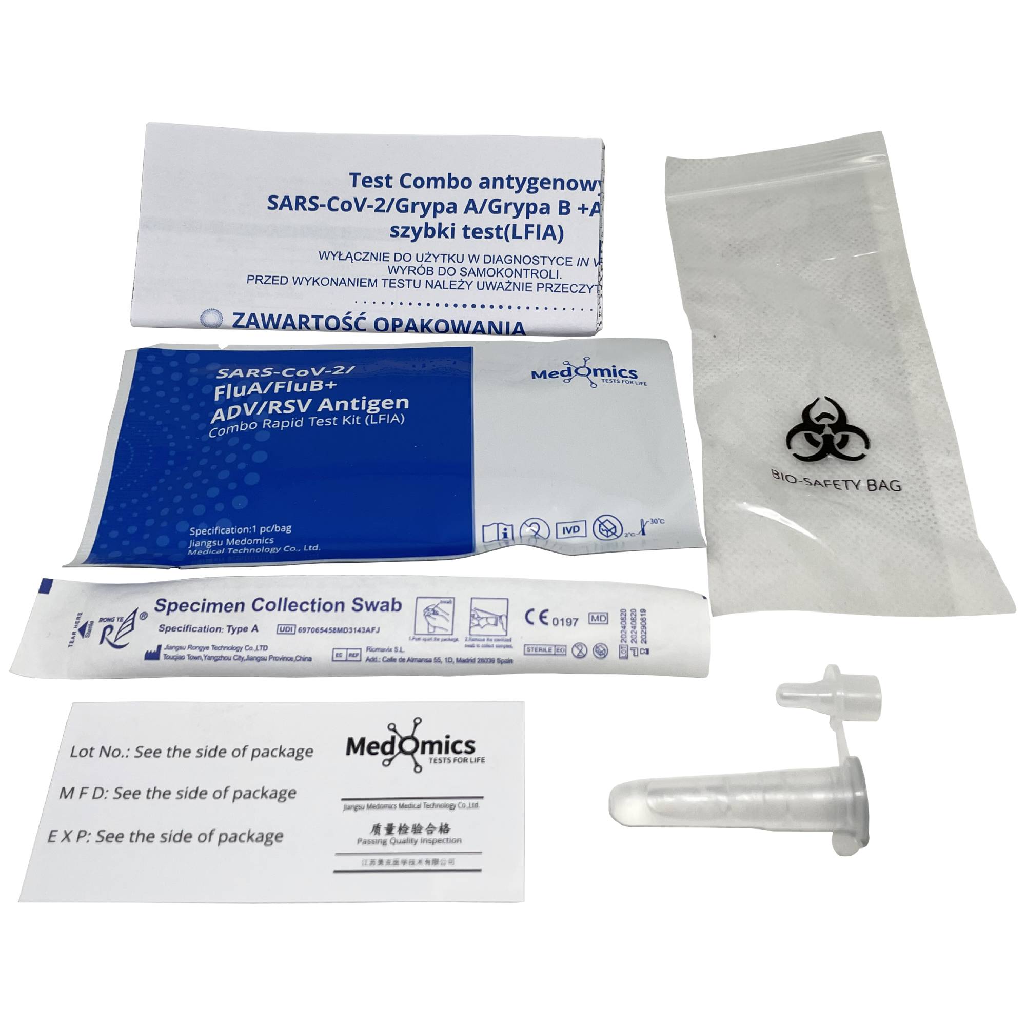 Zawartość opakowania testu Medomics 5w1
