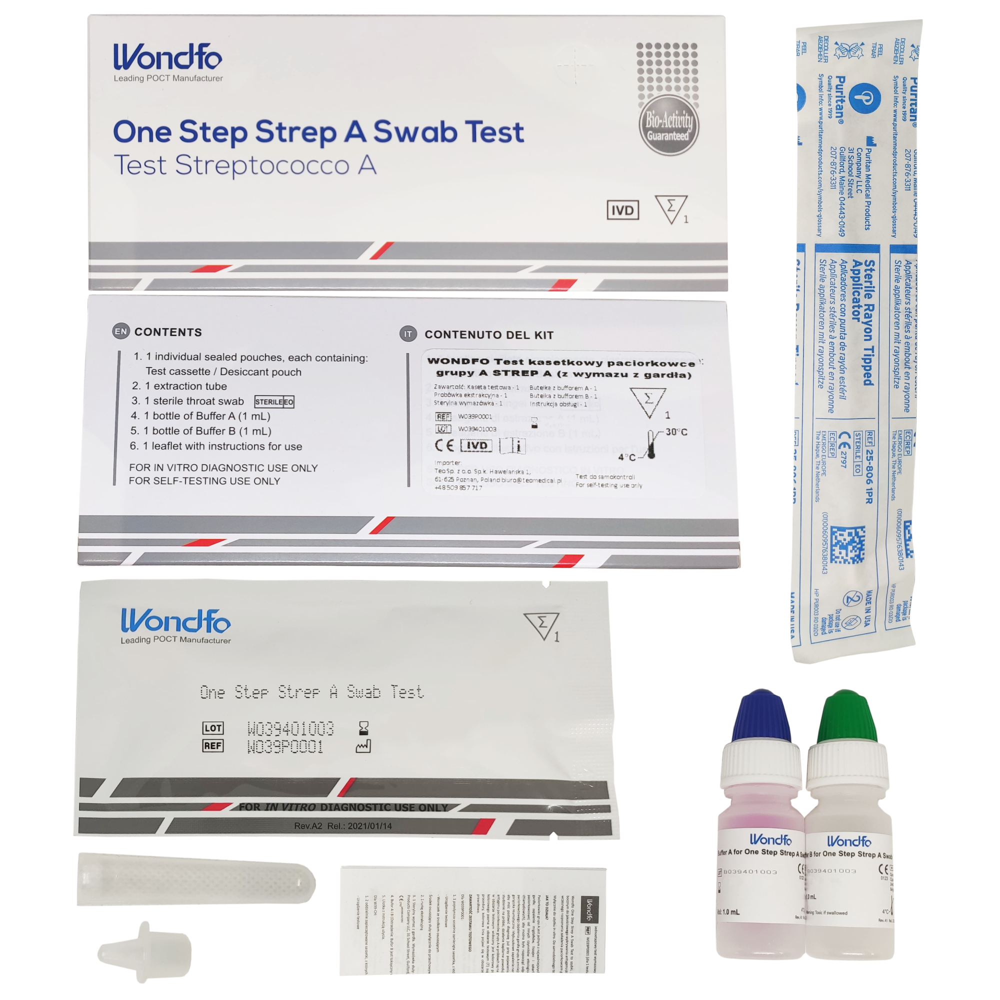 Wondfo Strep A — elementy zestawu