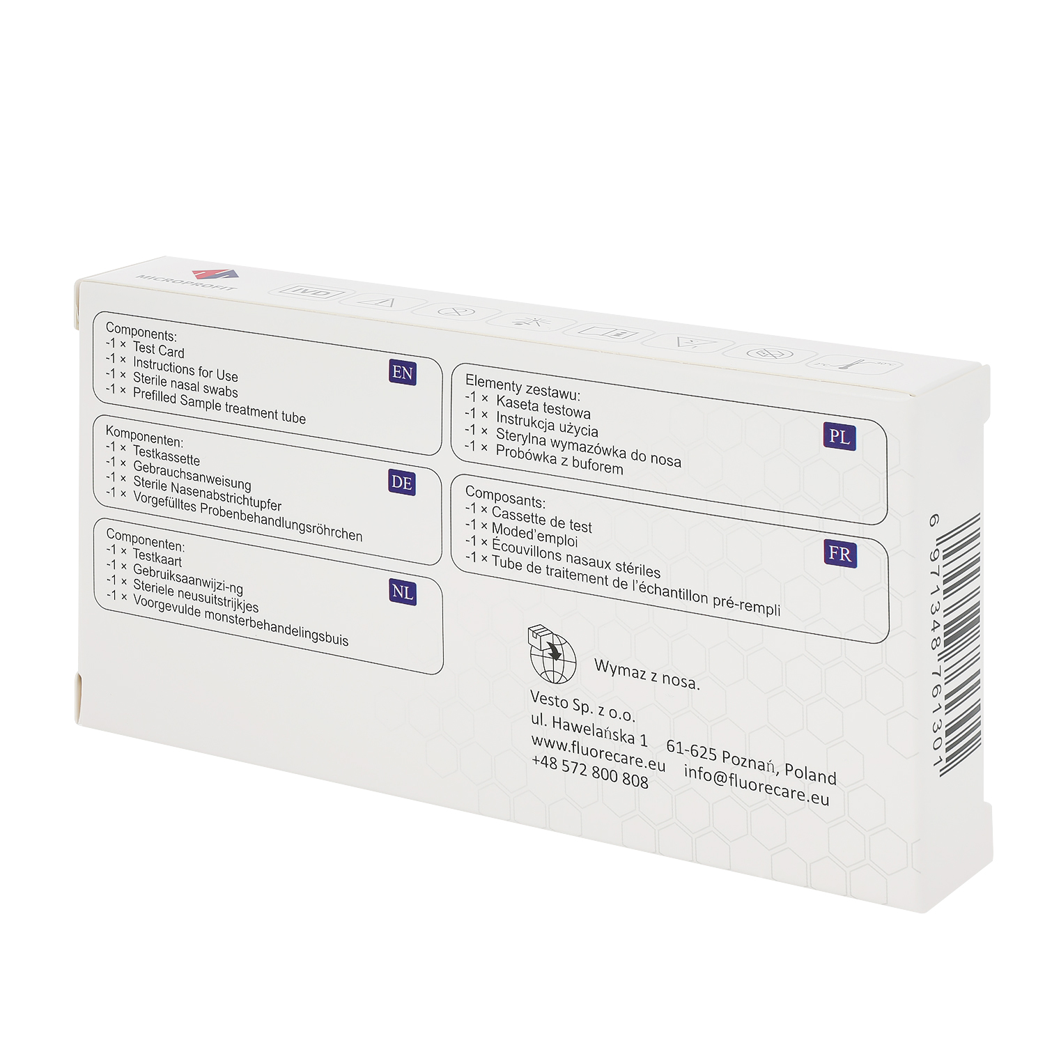 Fluorecare 4w1 — tył opakowania (oznaczenia, piktogramy, CE)